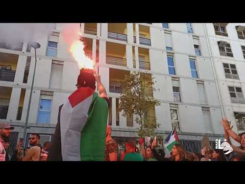 فرانسه -تظاهرات گستردة جهاني در حمايت از مردم فلسطين دركشورهاي مختلف جهان ادامه دارد