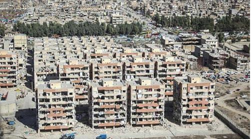 دمار الوحدات السكنية المعروفة بسكن مشروع مهر في كارثة الزلزال في كرمانشاه