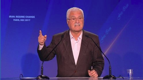 جورج صبره رئيس المجلس الوطني السوري المعارض في مؤتمر المقاومة الإيرانية