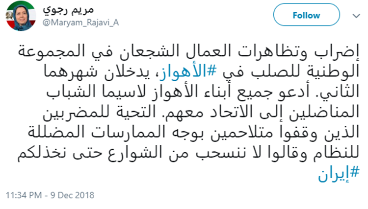 السيدة مريم رجوي الرئىسة المنتخبة من قبل المقاومة الايرانية