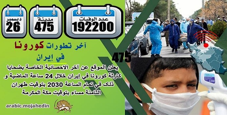 كارثة كورونا في إيران: عدد الضحايا في 475 مدينة يتجاوز 192200 شخص