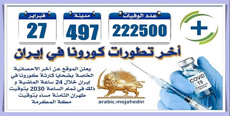 كارثة كورونا في إيران: عدد الضحايا في 497 مدينة أكثر من 222،500 شخص