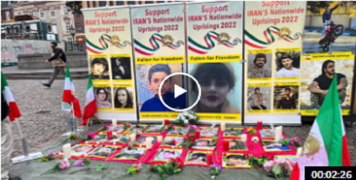 كوبنهاغن، الدنمارك –اقامة معرض صور لانصار مجاهدي خلق تکریماَ لشهداء الانتفاضة الوطنية في إيران