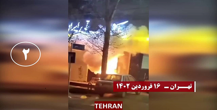 13 عملية لشباب الانتفاضة ضد مراكز للباسيج وحوزات الجهل والجريمة وإضرام النار في لافتات كبيرة لخميني وخامنئي