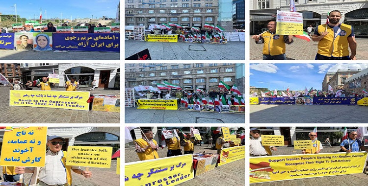 دعماَ وتضامنا مع انتفاضة الوطنیة وشهداء الانتفاضة، مظاهرات الإيرانيين أنصار مجاهدي خلق الإيرانية في أرهوس وكولونيا وستوكهولم
