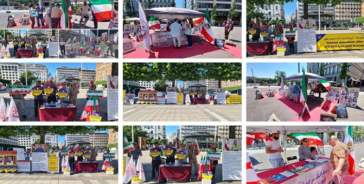 تضامناَ مع الانتفاضة الوطنیة في ایران، مظاهرة ايرانيين احرار و انصار مجاهدي خلق في كولونيا و زيورخ وستوكهولم