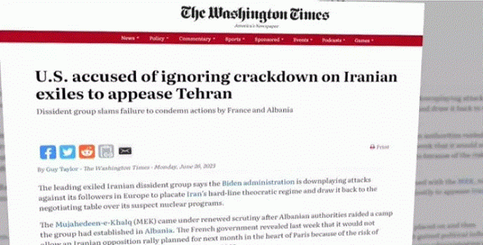 مقال في صحيفة واشنطن تايمز: الهجوم على مجاهدي خلق الإيرانية أثار غضب المشرعين الأمريكيين البارزين