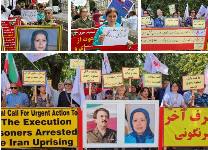 داعین إلى عقد محكمة دولية لمحاكمة خامنئي، مظاهرات لانصار مجاهدي خلق و إيرانيون احرار في لندن وميونيخ ودالاس وتورنتو
