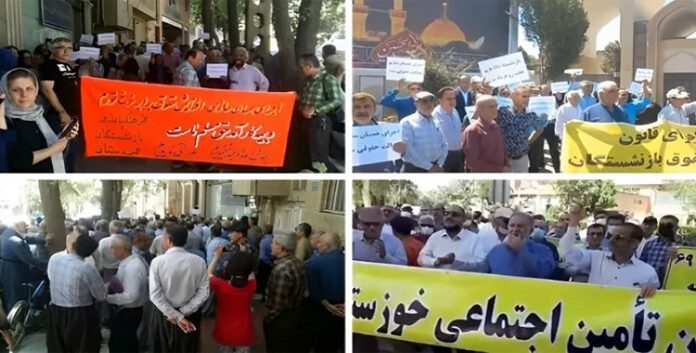 شعارهم اتحدوا ضد الفقر والفساد، تجمع احتجاجي للمتقاعدين في مدن ايرانية