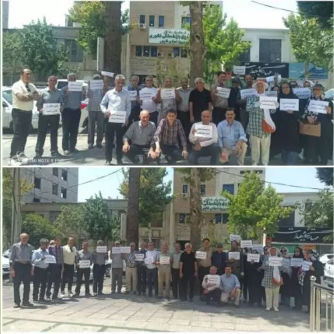 شعارهم اتحدوا ضد الفقر والفساد، تجمع احتجاجي للمتقاعدين في مدن ايرانية