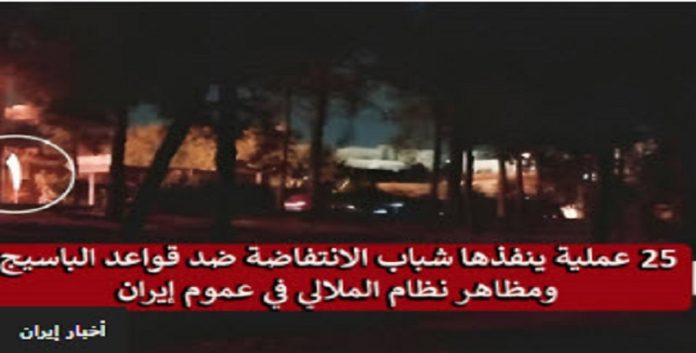 قام بها شباب الانتفاضة ،25 عملية ضد قواعد الباسيج ومظاهر نظام الملالي في عموم إيران