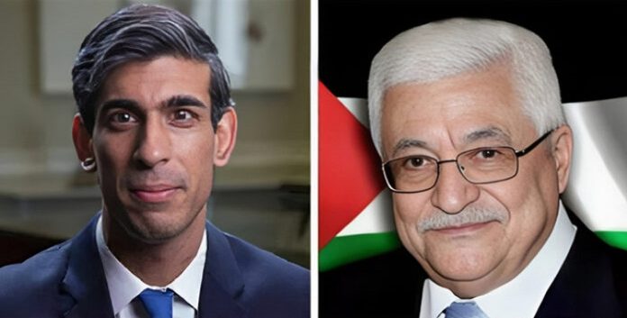التأکید علی التزام بريطانيا بحل الدولتين خلال اتصال الرئيسي الفلسطيني ورئيس وزراء بريطانيا