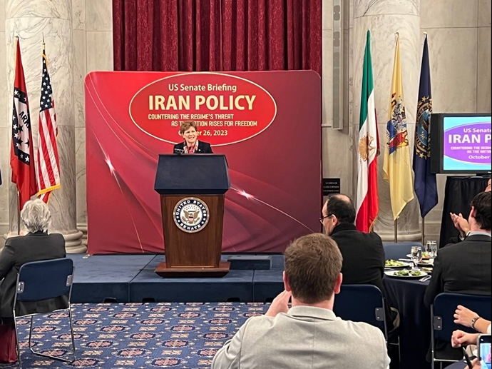 بعنوان سياسة إيران – مواجهة تهديدات النظام الإيراني خلال انتفاضة الشعب من أجل الحرية- اجتماع في مجلس الشيوخ الأمريكي