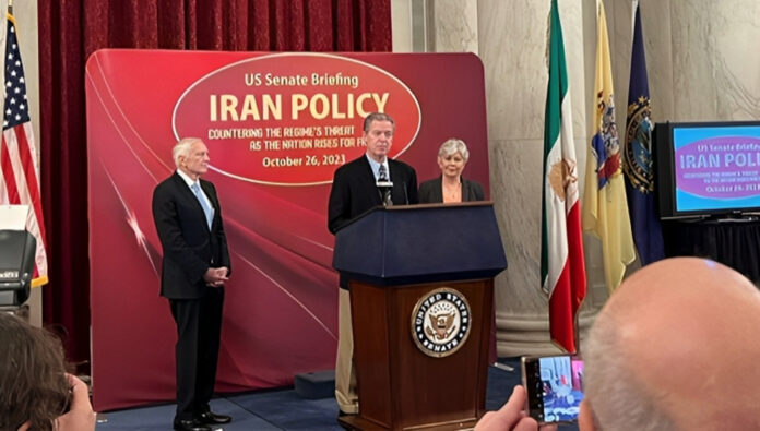 بعنوان سياسة إيران – مواجهة تهديدات النظام الإيراني خلال انتفاضة الشعب من أجل الحرية- اجتماع في مجلس الشيوخ الأمريكي