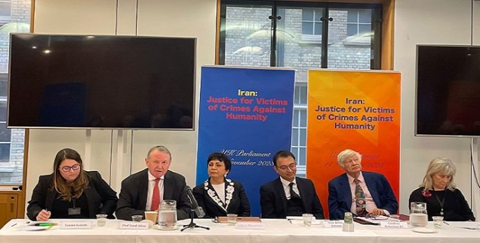 دعوة في مؤتمر في البرلمان البريطاني حول البحث عن العدالة لضحايا الجرائم ضد الإنسانية، منها مجزرة صيف عام 1988 في إيران
