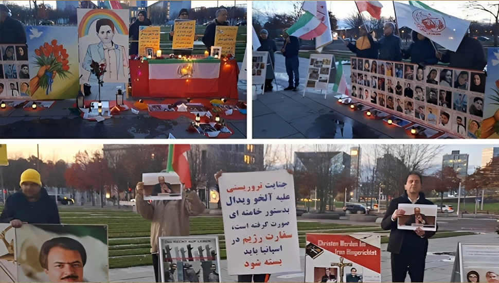 وقفة إيرانيين احرار و انصار مجاهدي خلق لإحياء ذكرى انتفاضة نوفمبر 2019 في مدینة برلين الألمانية