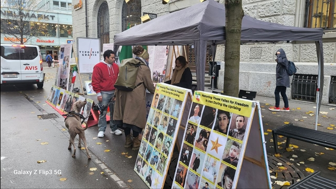 انصار مجاهدي خلق ینظمون معارض لصور شهداء الانتفاضة الإيرانية في سانت غالن، سويسرا وباريس
