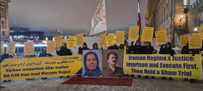 مظاهرات انصار مجاهدي خلق والإيرانيين الأحرار ضد نظام الملالي في ستوكهولم السويد