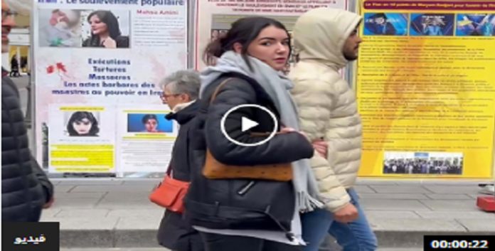 تضامنا مع الانتفاضة الإيرانية معرض لانصار مجاهدي خلق لصور الشهداء وطاولة الكتب في باریس