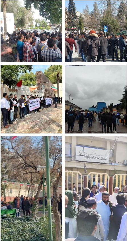 احتجاجاً علی الوضع المعيشي السيئ، تجمعات احتجاجية في مدن بوشهر و رشت وطهران وقم والأهواز سراوان