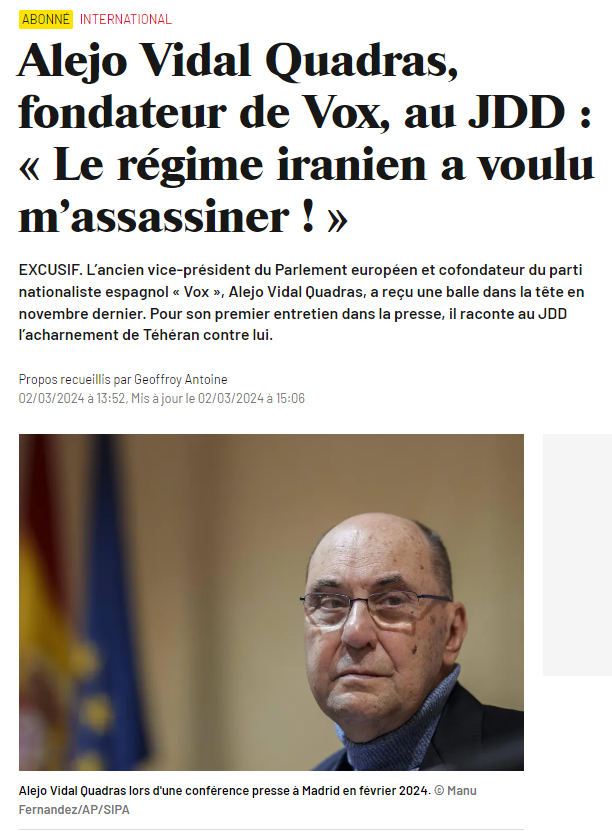 الدكتور أليخو فيدال كوادراس في مقابلة حصرية مع المجلة الأسبوعية الفرنسية لو جورنال دو ديمانش