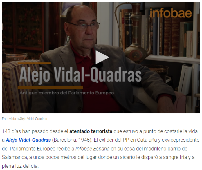في مقاله على موقع “Infobae“أليخو فيدال كوادراس الوحيد الذي يمكنه قتلي هو النظام الإيراني