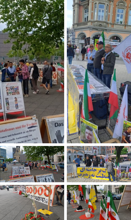 تضامنا مع الانتفاضة الوطنية الایرانینة، معرض لصور الشهداء وطاولة كتب في برلين وآخن ألمانيا