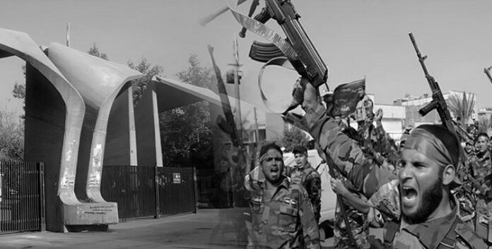 ایران.. مخطط آخر للنظام الإيراني لقمع الاحتجاجات في الجامعات: قبول قوات الحشد الشعبي العراقية في جامعة طهران