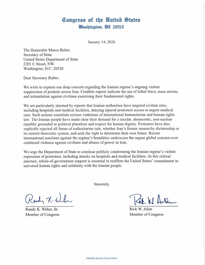 رسالة 59 نائباً في الكونغرس الأمريكي يراسلون لروبيو: انتفاضة إيران ترفض “نظام الشاه” و”نظام الملالي”