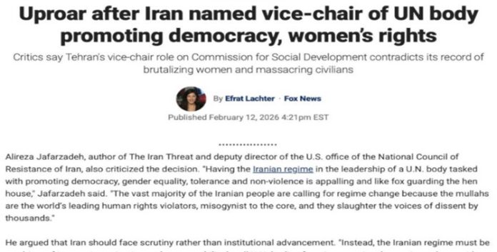 غضب دولي واسع عقب منح نظام إيران منصبًا قياديًا أمميًا لتعزيز الديمقراطية وحقوق المرأة